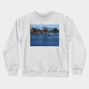 Canadian Geese  Resting on Blue Ice Crewneck Sweatshirt